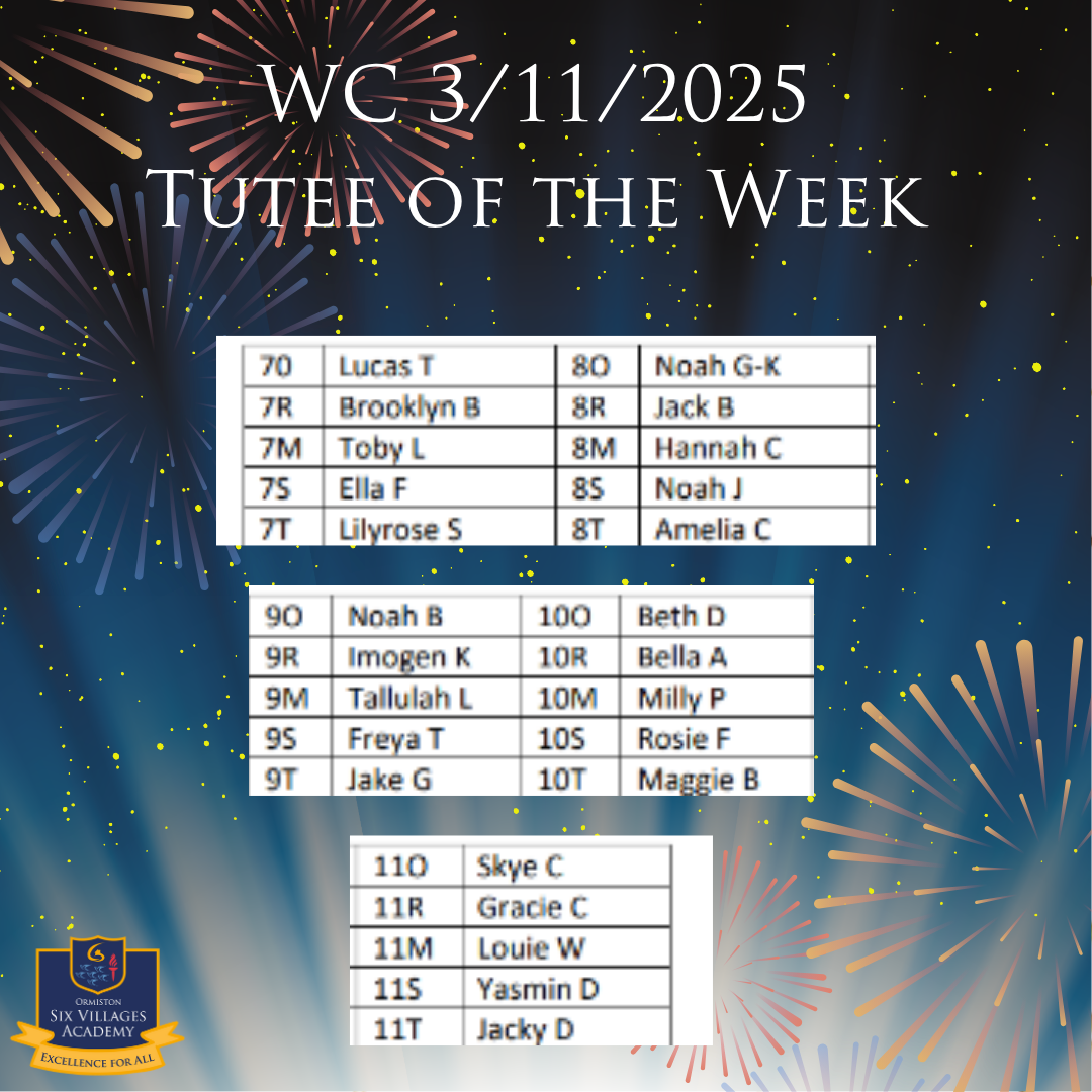 WC 3/11/2025 tutee of the week