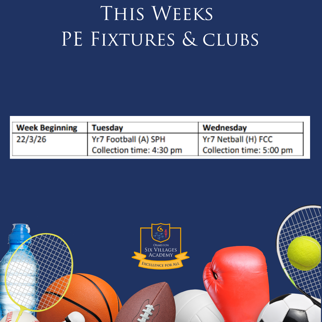 This weeks pe fixtures and clubs